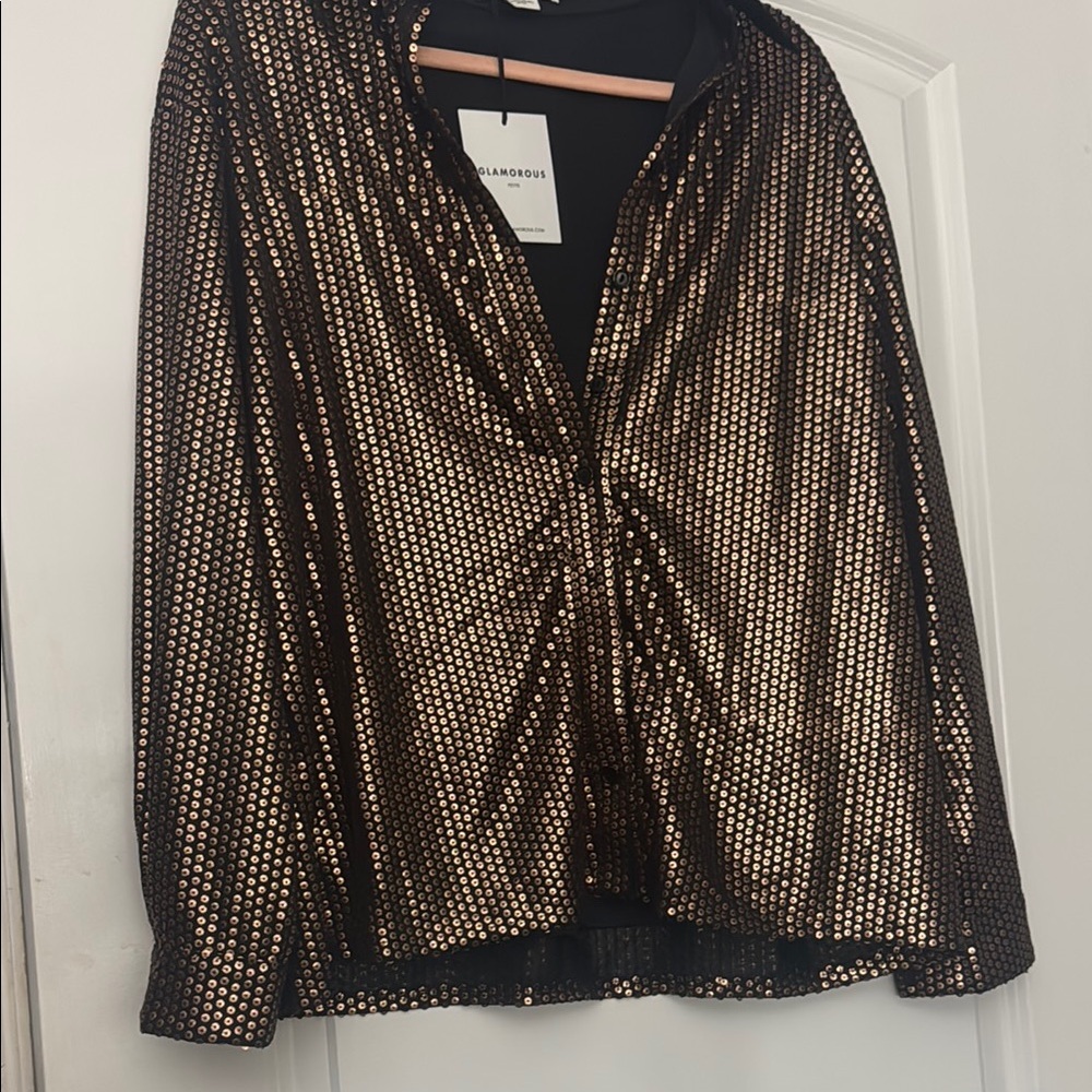 Glamorous Black and Gold Women's Top